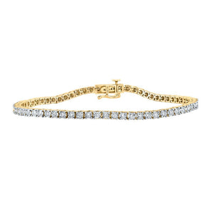10kt Yellow Gold Mens Round Diamond Single Row Link Bracelet 1-1/4 Cttw