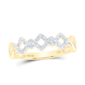 10kt Yellow Gold Womens Round Diamond Offset Square Stackable Band Ring 1/6 Cttw