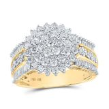 10kt Yellow Gold Womens Round Diamond Cluster Ring 1-1/2 Cttw