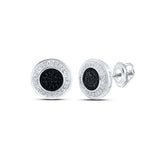 10kt White Gold Round Black Color Treated Diamond Circle Earrings 1/4 Cttw