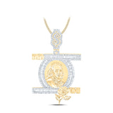 10kt Yellow Gold Mens Baguette Diamond 100 Dollar Ben Franklin Charm Pendant 1-3/8 Cttw