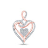 10kt Rose Gold Womens Round Diamond Heart Pendant 1/5 Cttw