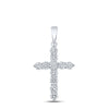 10kt White Gold Womens Round Diamond Cross Pendant 1-1/2 Cttw