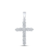 10kt White Gold Womens Round Diamond Cross Pendant 1-1/2 Cttw