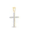 10kt Yellow Gold Womens Round Diamond Cross Pendant 1/4 Cttw