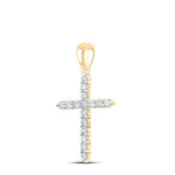 10kt Yellow Gold Womens Round Diamond Cross Pendant 1/4 Cttw