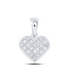 10kt White Gold Womens Princess Diamond Heart Pendant 3/8 Cttw