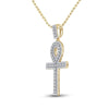 10kt Yellow Gold Mens Round Diamond Ankh Cross Charm Pendant 1 Cttw