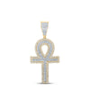 14kt Two-tone Gold Mens Round Diamond Cross Charm Pendant 7/8 Cttw
