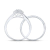 10kt White Gold Round Diamond Halo Bridal Wedding Ring Band Set 1/4 Cttw