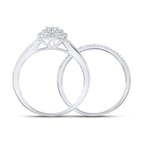 10kt White Gold Round Diamond Halo Bridal Wedding Ring Band Set 1/4 Cttw