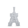 10kt White Gold Mens Round Diamond A Initial Letter Charm Pendant 1-1/4 Cttw