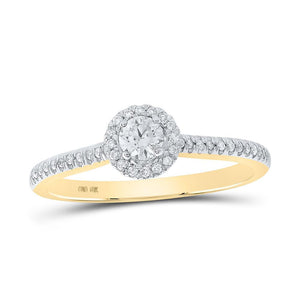 10kt Yellow Gold Round Diamond Halo Bridal Wedding Engagement Ring 1/3 Cttw