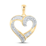 10kt Yellow Gold Womens Round Diamond Heart Pendant 1/2 Cttw