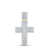 10kt Yellow Gold Mens Round Diamond Cross Charm Pendant 1 Cttw