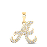 10kt Yellow Gold Womens Round Diamond A Initial Letter Pendant 1/6 Cttw