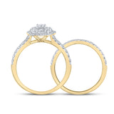 10kt Yellow Gold Round Diamond Bridal Wedding Ring Band Set 1 Cttw