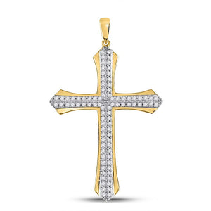 10kt Yellow Gold Mens Round Diamond Cross Charm Pendant 1/5 Cttw