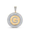 10kt Yellow Gold Mens Round Diamond G Letter Charm Pendant 1-1/4 Cttw