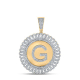 10kt Yellow Gold Mens Round Diamond G Letter Charm Pendant 1-1/4 Cttw