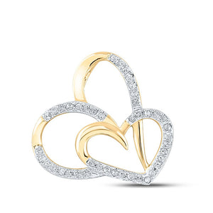 10kt Yellow Gold Womens Round Diamond Heart Pendant 1/6 Cttw