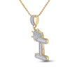 10kt Yellow Gold Mens Baguette Diamond Crown I Letter Charm Pendant 5/8 Cttw