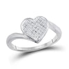Sterling Silver Womens Round Pave-set Diamond Heart Cluster Ring 1/20 Cttw