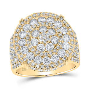 10kt Yellow Gold Mens Round Diamond Cluster Circle Ring 4 Cttw