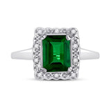 10kt White Gold Womens Emerald Synthetic Emerald Solitaire Ring 1-4/5 Cttw