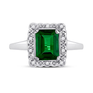 10kt White Gold Womens Emerald Synthetic Emerald Solitaire Ring 1-4/5 Cttw