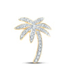 14kt Yellow Gold Womens Round Diamond Palm Tree Pendant 1/4 Cttw