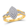 10kt Yellow Gold Womens Round Diamond Marquise-shape Cluster Ring 1/4 Cttw