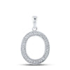 10kt White Gold Womens Round Diamond Initial O Letter Pendant 1/10 Cttw