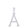 10kt White Gold Womens Round Diamond A Initial Letter Pendant 1/10 Cttw