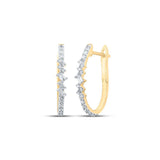 10kt Yellow Gold Womens Baguette Diamond Hoop Earrings 3/8 Cttw