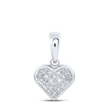 10kt White Gold Womens Princess Diamond Heart Pendant 1/4 Cttw