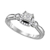 Sterling Silver Round Diamond Solitaire Bridal Wedding Engagement Ring 1/6 Cttw
