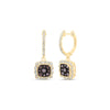 10kt Yellow Gold Womens Round Diamond Square Hoop Dangle Earrings 7/8 Cttw