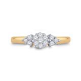 14kt Yellow Gold Womens Round Diamond Cluster Fashion Ring 1/4 Cttw