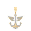 10kt Yellow Gold Mens Round Diamond Anchor Wing Charm Pendant 1/2 Cttw