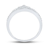 10kt White Gold Womens Round Diamond Crown Tiara Fashion Ring 1/10 Cttw