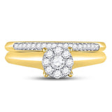 10kt Yellow Gold Round Diamond Bridal Wedding Ring Band Set 1/3 Cttw