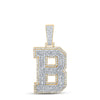 14kt Two-tone Gold Mens Baguette Diamond B Initial Letter Charm Pendant 2-1/5 Cttw