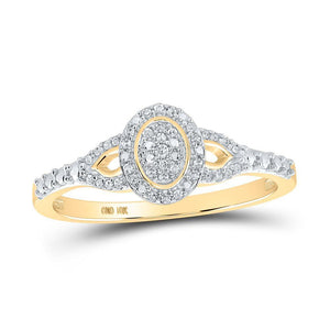 10kt Yellow Gold Womens Round Diamond Oval Ring 1/10 Cttw