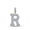 14kt Yellow Gold Mens Round Diamond R Initial Letter Charm Pendant 1-7/8 Cttw