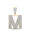 10kt Two-tone Gold Mens Round Diamond Initial M Letter Charm Pendant 1-1/5 Cttw