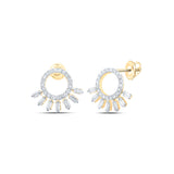 10kt Yellow Gold Womens Round Diamond Outline Circle Earrings 1/2 Cttw