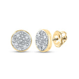 10kt Yellow Gold Womens Round Diamond Circle Cluster Earrings 1/10 Cttw