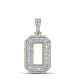 10kt Two-tone Gold Mens Baguette Diamond Number 0 Charm Pendant 2-1/5 Cttw