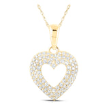 10kt Yellow Gold Womens Round Diamond Heart Pendant 1/2 Cttw